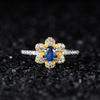 Color Treasure Jewelry S925 Sterling Silver Set With Natural Sapphire Ring Women'S Sunflower Fashion Premium Index Finger Ring