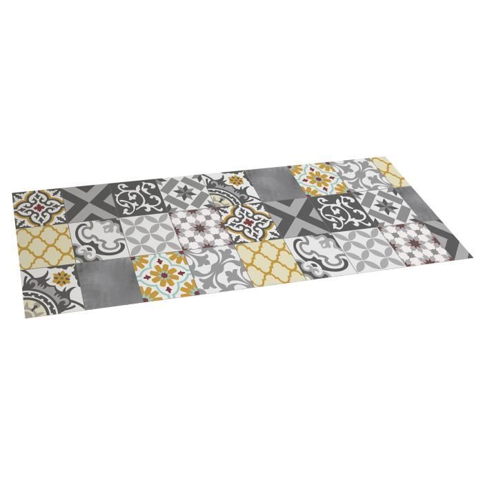 Tapis vinyle - Storplanet - Croma Patch - Gris et ambrée - 50 x 140 cm - Antidérapant