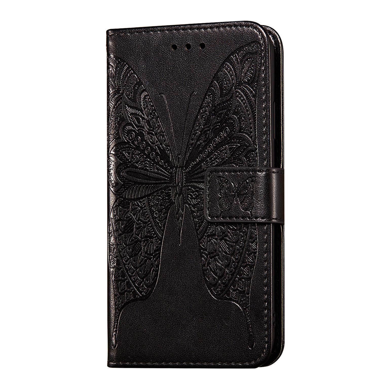 

Magnetic Butterfly Embossed Leather Flip Case for iPhone 12/13 iPhone 12 mini 5.4 чёрный