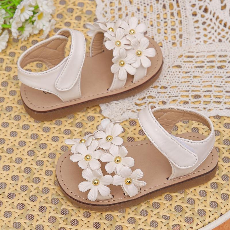 Girls' Floral Sandals Cute Princess Style Soft-Sole Sweet Shoes for Toddlers Cute Girls Shoes Casual Girls Shoes