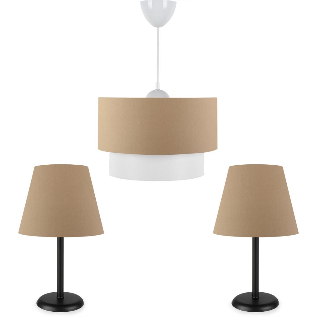 

Art Black Metal Body Triple Coffee Chandelier and Lampshade Set