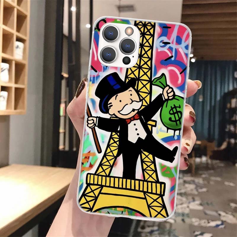 Cartoon Dollar Monopolys Soft Phone Case For iPhone 16 15 14 13 12 11 Pro Max X XR XS 7 Plus 8 + SE 2020 Pattern Customized Cove