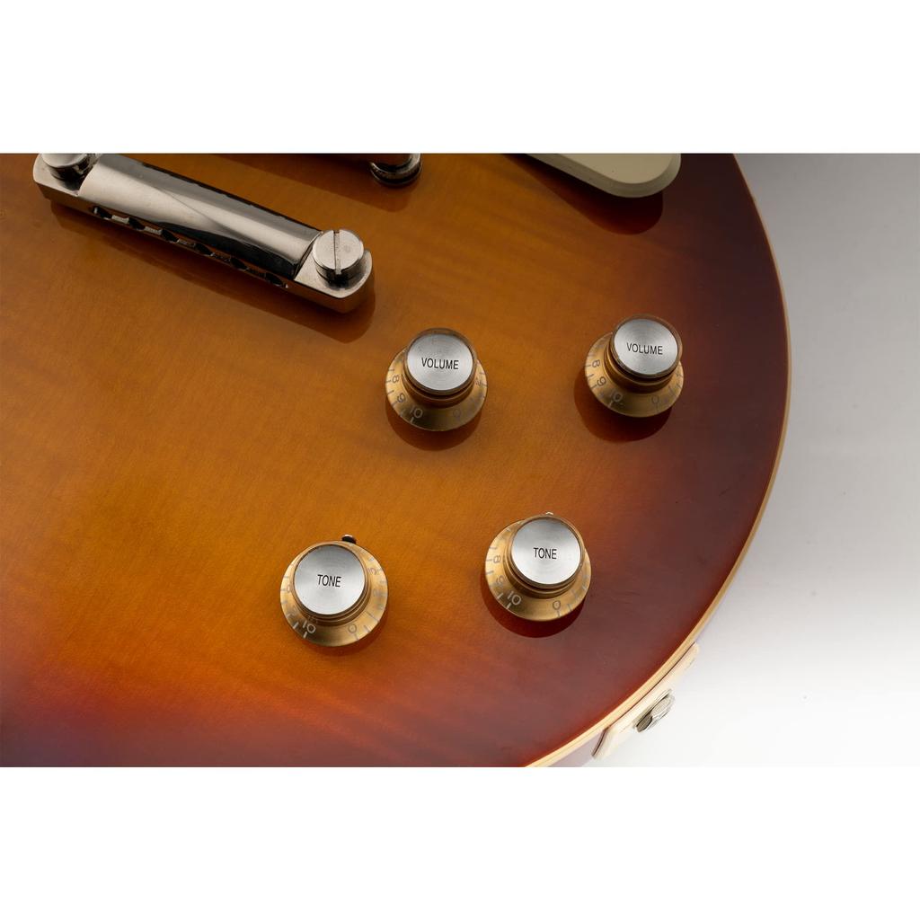 Musiclily Pro Inch Standard Reflector 2 2 for USA Les Top of Knobs, Volume, Tone, Paul/SG Guitars, Gold/Silver (Set 4)