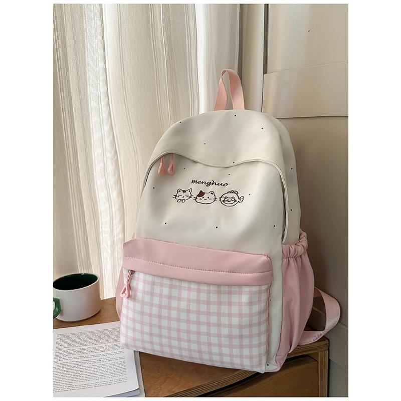 

Japanese ins new highvalue, fresh, sweet and cute cartoon plaid backpack, lightweight backpack for junior high school students