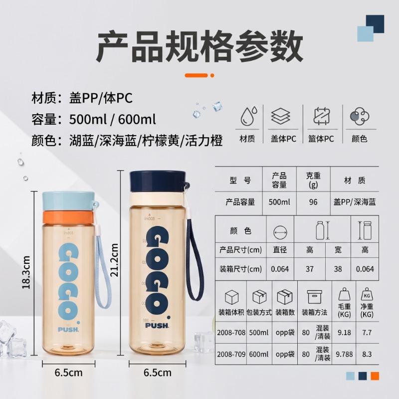 Water bottle Fuxing water cup portable filter teacup anti-drop student men's and women's space cup sports gift plastic cup screen printing