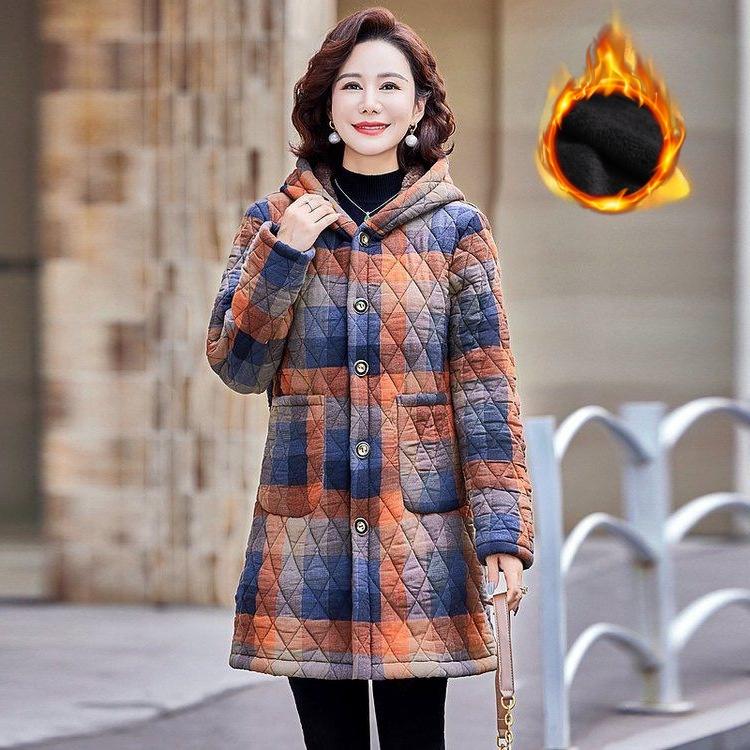 Plus Velvet Thickened Overalls Jacket Casual Padded Jacket Mother Padded Jacket Winter Plus Warm Padded Jacket Women