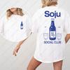 Soju Social Club Koreanische KPop Mode Baumwoll-Tops Unisex Ktown Streetwear Männer Frauen Junge Leute T-Shirt Studentisches T-Shirt