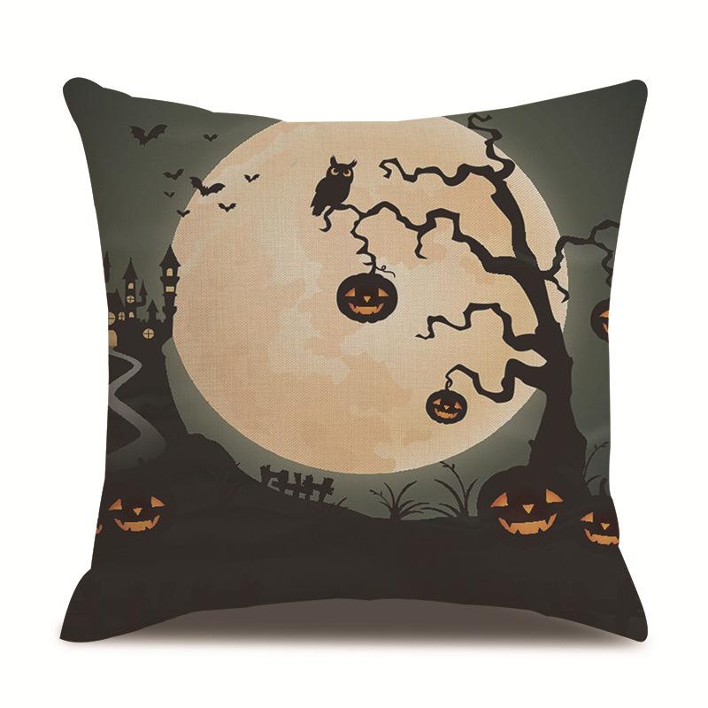 Halloween Linen Pillow Cover Printed Pillow Cover