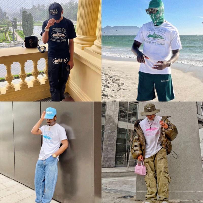 Corteiz Streetwear Baumwoll-T-Shirt Herren Lockerer Schnitt Rundhals Kurzarm Hip Hop Grafik-T-Shirt