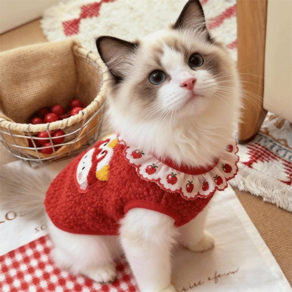 Новый коралловый флисовый зимний комбинезон для кошки Теплый мягкий материал Зимняя одежда Устойчив к линьке Теплый жилет Зимний сезон S