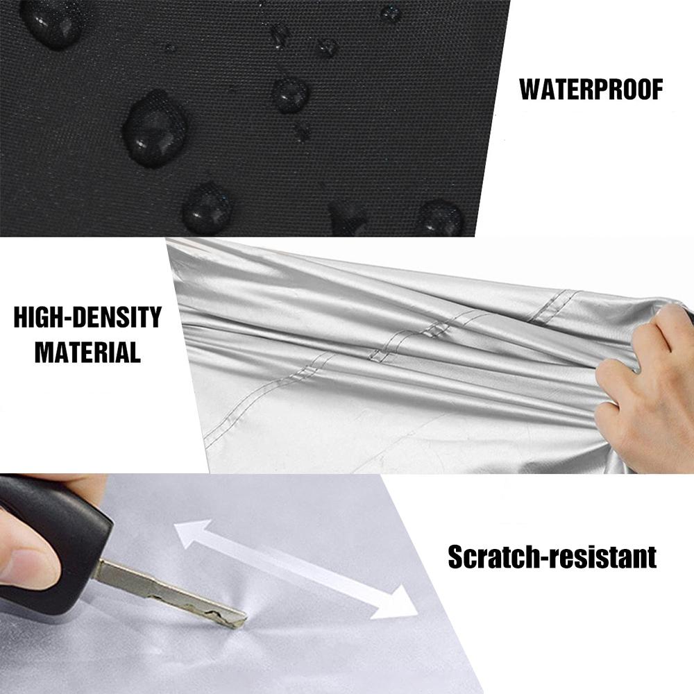 190T Universal Full Black Auto Car Covers Outdoor Waterproof Sun Rain Snow Protection UV For Sedans Sunshade Covers M/L/XL/XXL