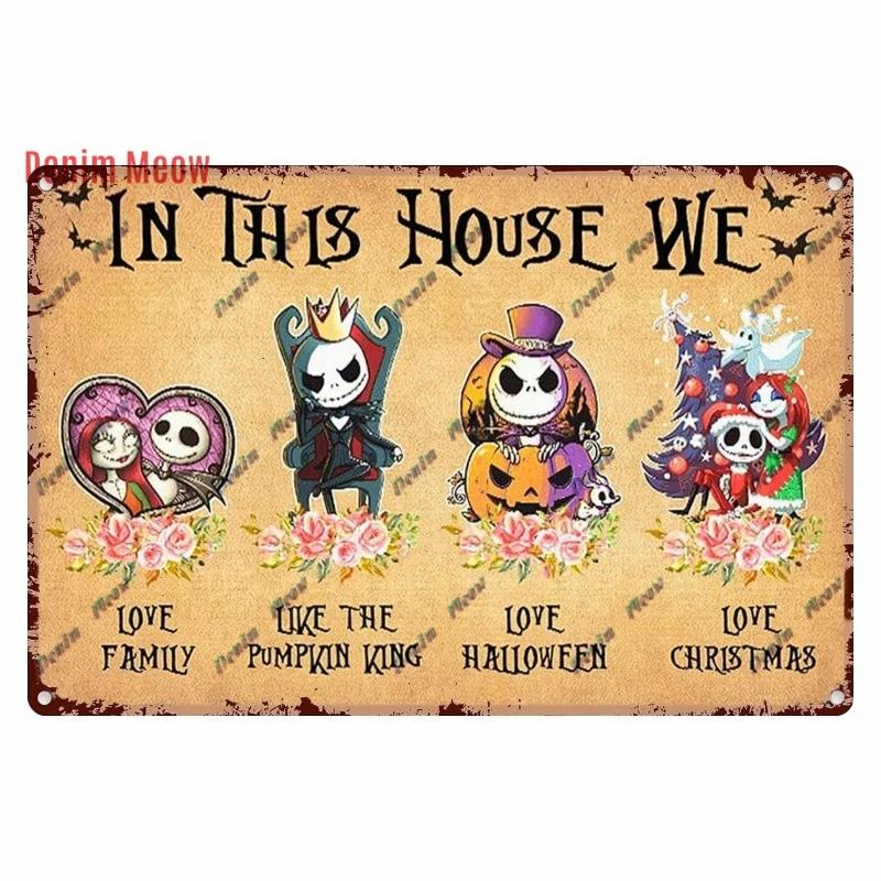 Vintage Witch Halloween Wall Art Poster, No Trespassing Metal Sign, Warning Tin Plates for Gift, Bar Party, Room Decoration WY68