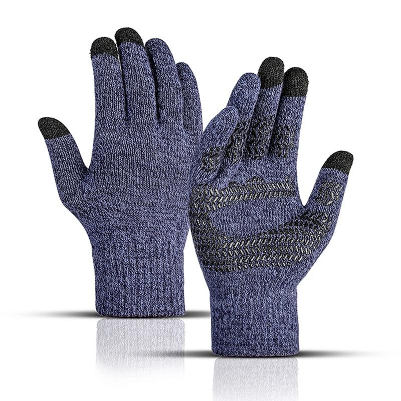 Winter Knitted Men's Gloves Touch Screen Full Finger Autumn Male Gloves