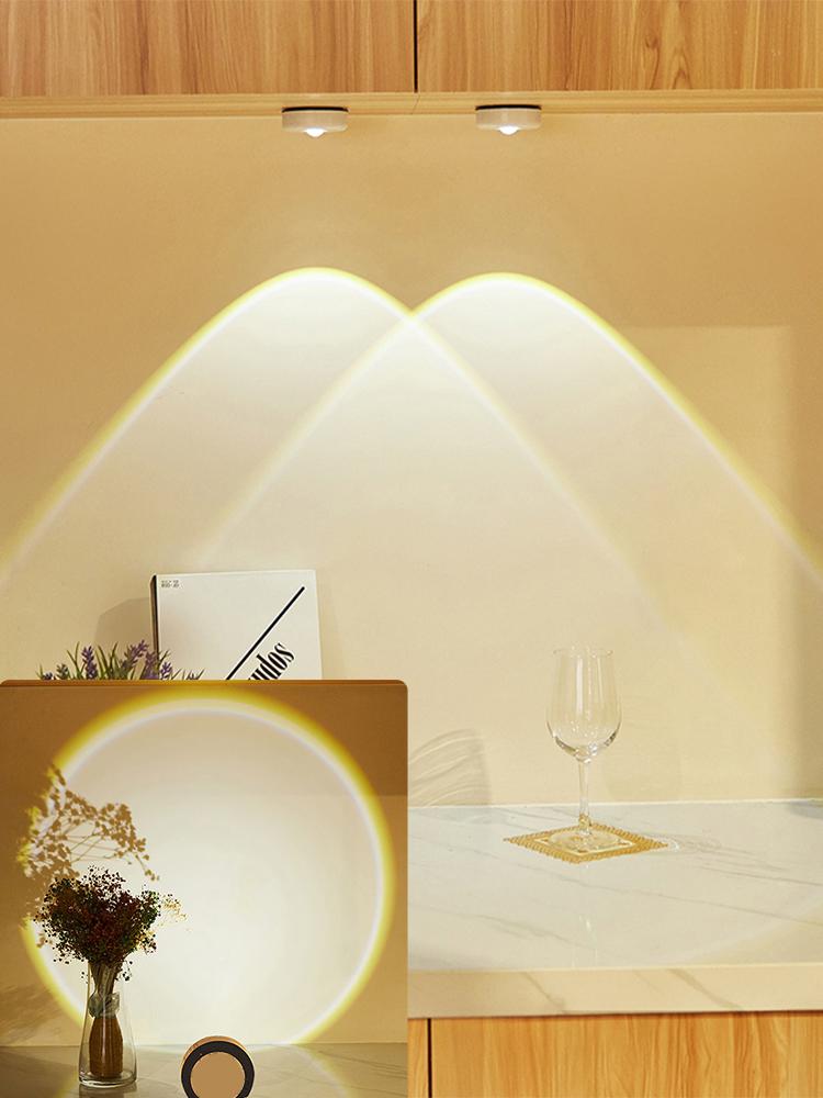 Wireless Sunset Lamp Night Light Projector Deoration Home Wall Lamp Led Lights For Room Kitchen Display Cabinet Cupboard Bedroom