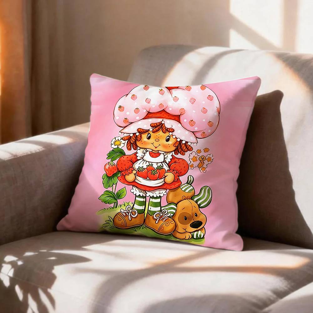 SStrawberry Cartoon SShortcake Girl Pillow Case Pattern Printed Pillowcase For Living Room Sofa Cushion Cover