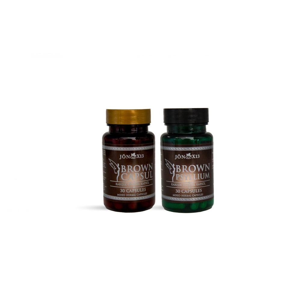 Hnědá kapsle & Psyllium | Bylinné doplňkové duo | 60 kapslí | Podpora trávení & wellness