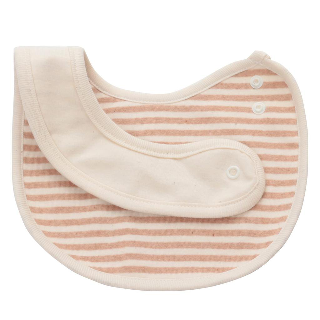 Baby Organic Made In for Boys and Set of 2 Sizes 2 [fivebear] Bibs, Cotton, Japan, Girls, (Border Brown, 50-70, Bibs)