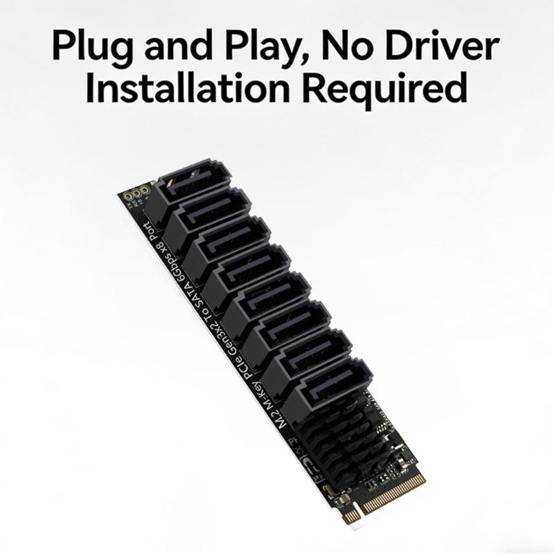 M.2 NVME PCIE to SATA3.0 6Gbps 6 Port Expansion Card Hard Drive Extended PCIE Adapter Card For Monitoring