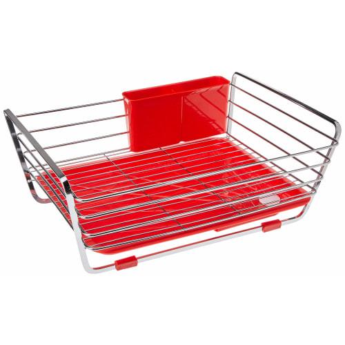 

Pearl Metal Dish Drainer Basket, Red, Simple Storage, HB-301
