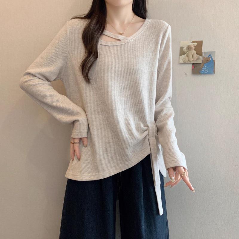 

Lambswool Irregular Cutout Long Sleeve T-Shirt, Women s Plus Size, 2026 Spring Collection 4XL (181-200 lbs recommended) абрикосовый