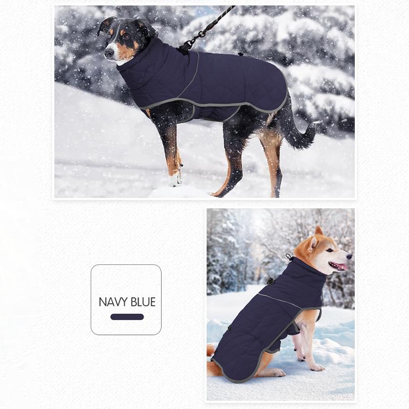 Winter Warm Velvet Fleece Dog Coat Waterproof Reflective Jacket Pet Cotton-padded Jacket Coat For Medium Large Dogs