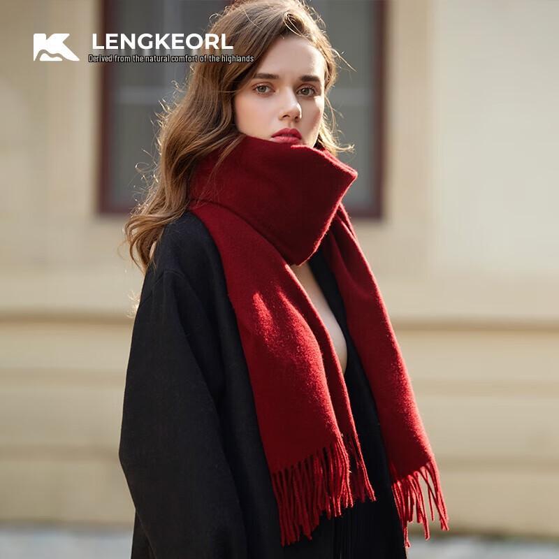 LENGKEORL Women's Handmade 100% Pure Wool Scarf