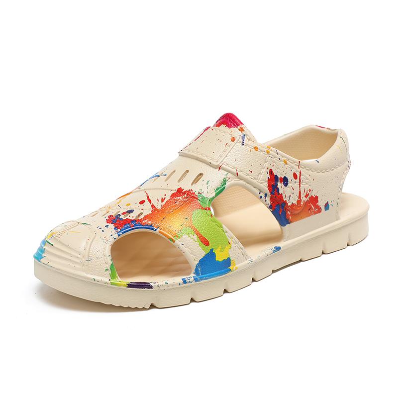 

New Summer Breathable Lazy Sandals Men Fashion Graffiti Beach Loafers Slippers Men Ultralight Slip On Casual Sandals for Men 38-39