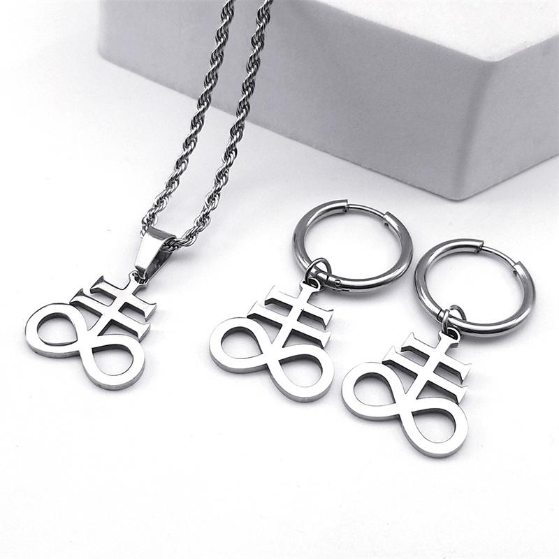 

Набор из циркония из нержавеющей стали Сатанинский крест Символ Церкви Сатаны Эмблема Знак Серы Сигила Амулет Ожерелье Браслет Кольцо Серьги