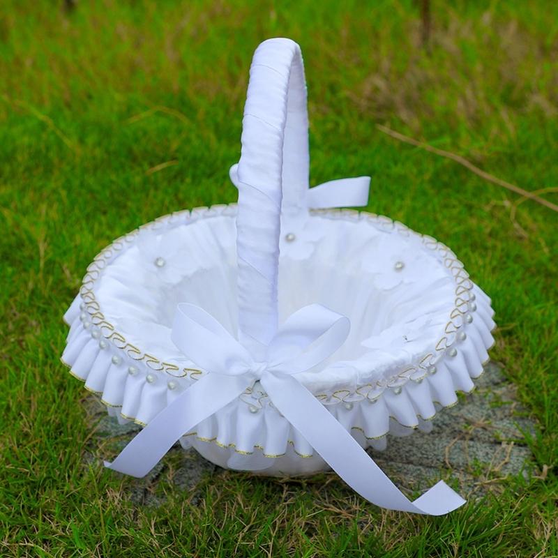 Princess Style Decorative Storage Basket With Metallic Accent Perfect For Bridal Showers Anniversaries And Photo Props