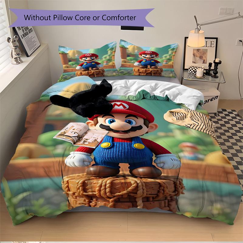 3pcs Mario Bedding Set. Soft and Comfortable with No Core Included (1x Duvet Cover + 2x Pillow Covers) yy251009197