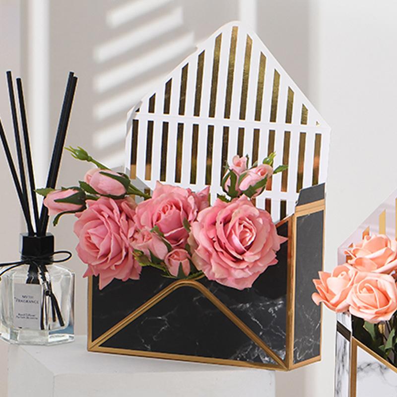 5Pcs Creative Envelope Flower Boxes Hand-folded Flowers Gift Bag Florist Bouquet Packaging Materials DIY Wedding Party Supplies