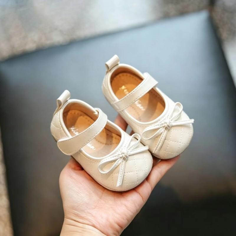 Youth Style Shoes Soft Sole Toddler Girls Walking Shoes Princess Style Slip-On With Bow Non-Slip Breathable Flat Shoe 0-6 Years