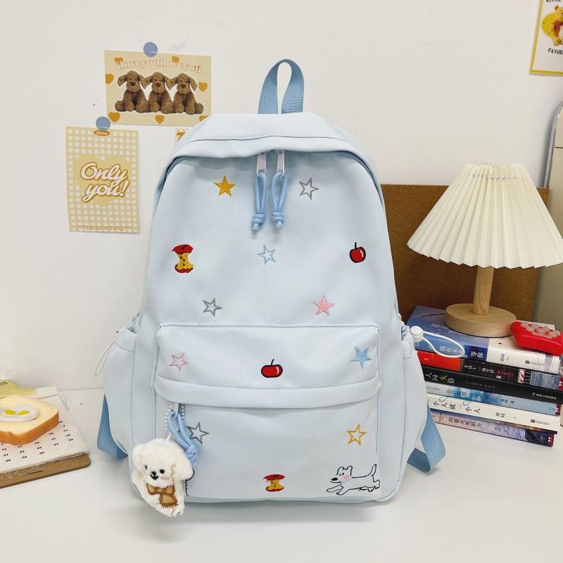 Schoolbag New Primary School Bag Female Dopamine Embroidery Large Capacity Junior High School Backpack Ins Niche Lightweight Backpack