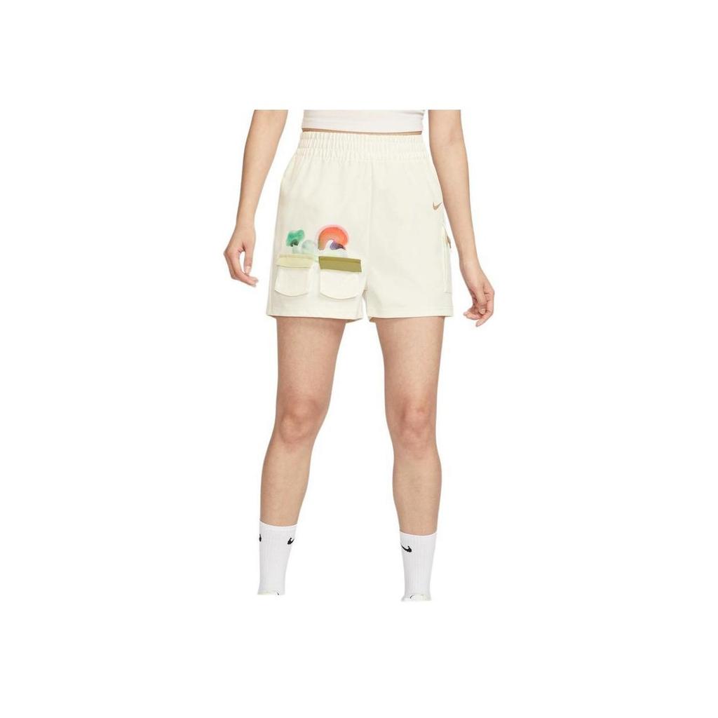 Nike Pattern Print Outdoor Comfortable Casual Shorts Women Bottoms Sail-White HF6175-133