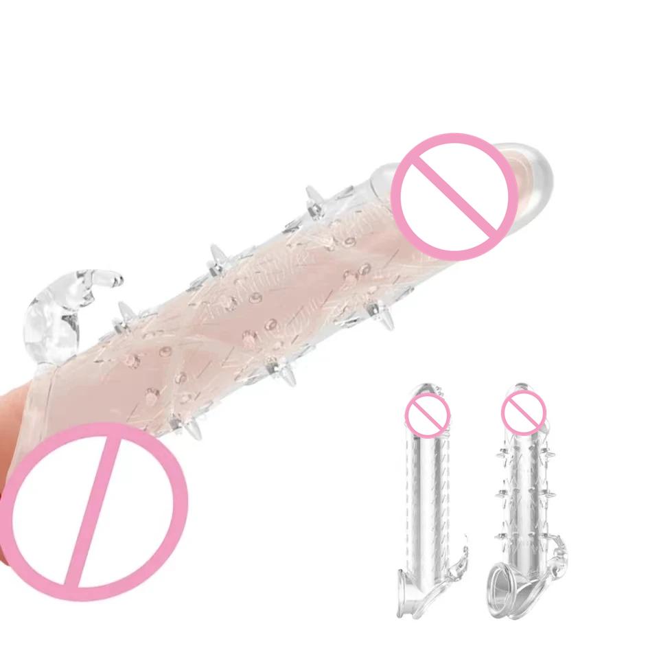 Penis Sleeve Delay Ejaculation Silicone Sex Toys For Couples Crystal Penis Extender Enlarger Cock Enlarger Ring Sex Shop