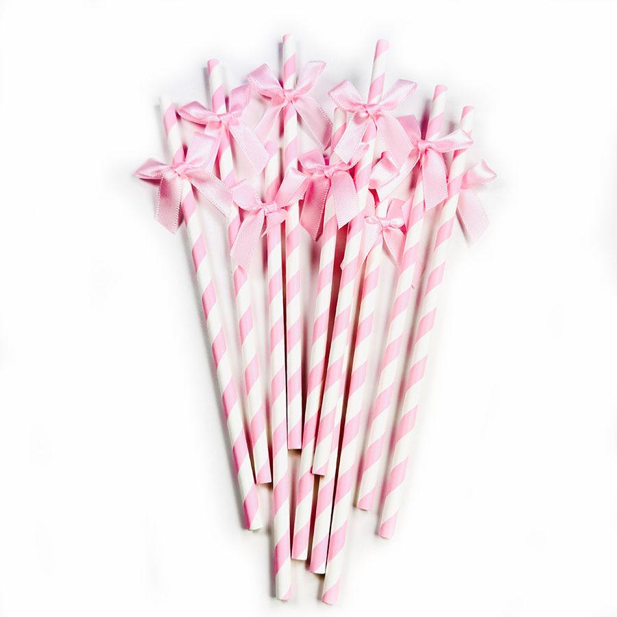 Kreatywne słomki papierowe z kokardką do dekoracji imprezowych i stylizacji stołu deserowego