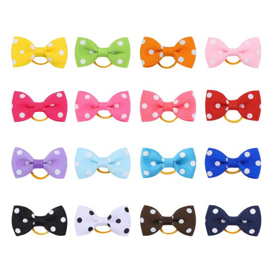 Dog Small Hair Bowknot with Rubber Bands Handmade Hair Dot Bow Pet Grooming Accessories for Party Christmas Birthday