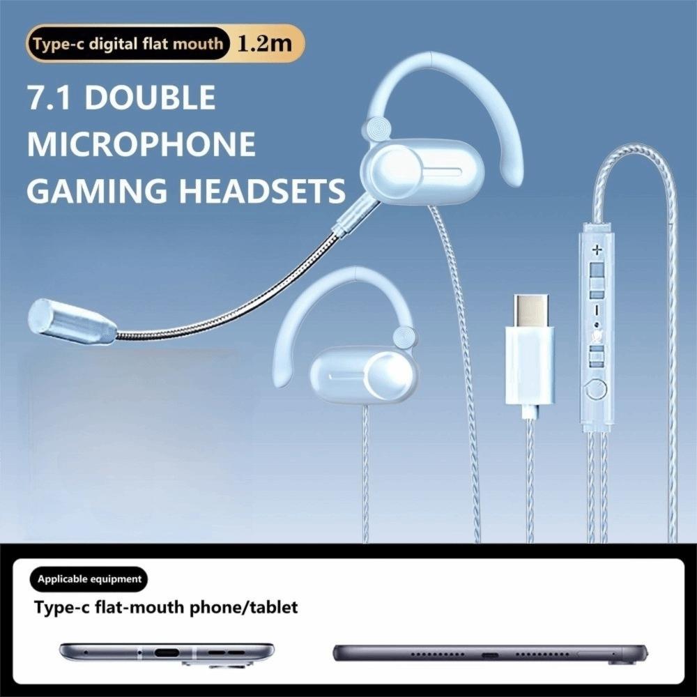 Open Ear Wired Headphones Dual Microphone Noise Reduction Wired Headset Detachable Microphone Ear-hook Wired Earphones Handsfree