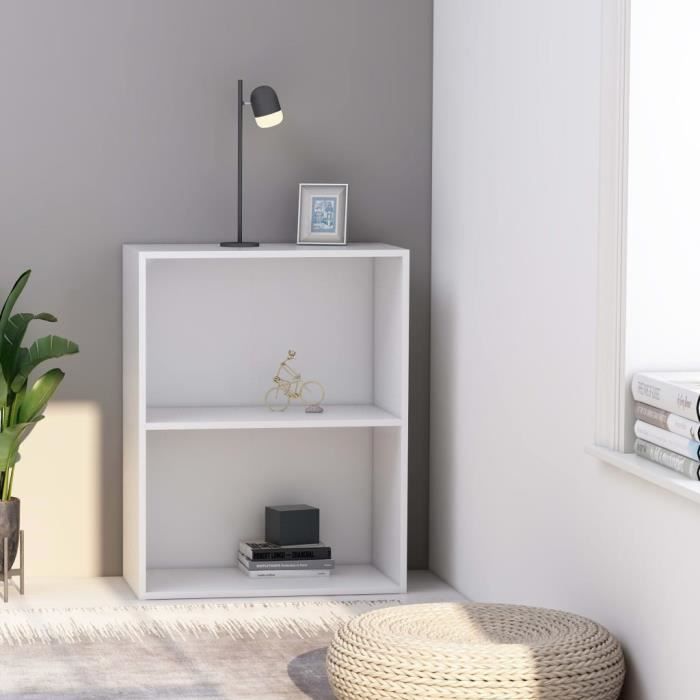 Bibliothèque - vidaXL - 2 niveaux - Blanc - 60x30x76,5 cm - Bois d'aggloméré