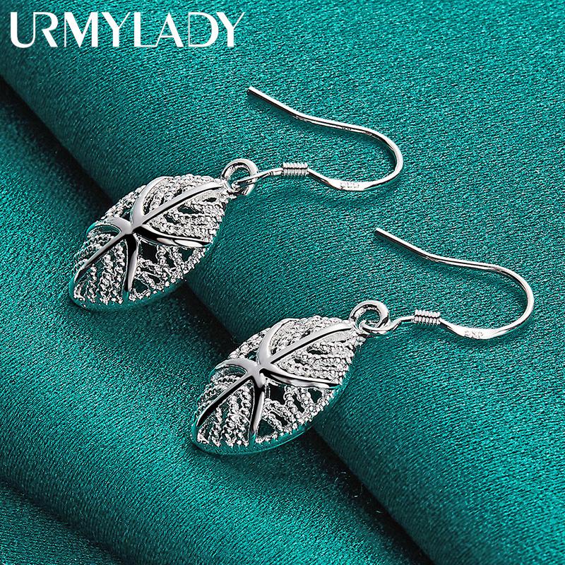 Blatt-Ohrringe aus 925er-Sterlingsilber für Damen, modischer Charm-Schmuck