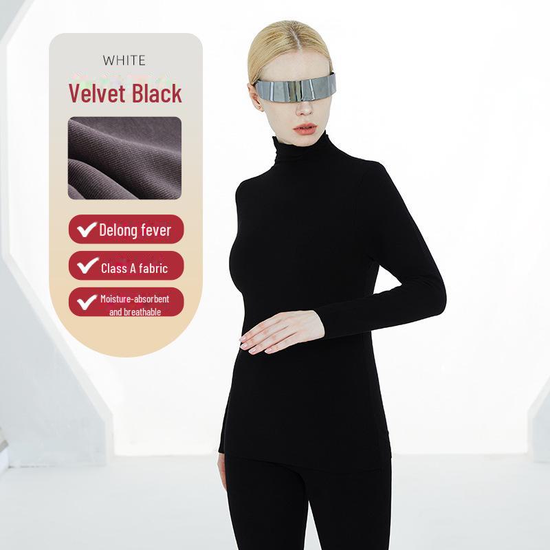 Dámský termální sametový rolák s maskou - Podzimní základní vrstva absorbující vlhkost