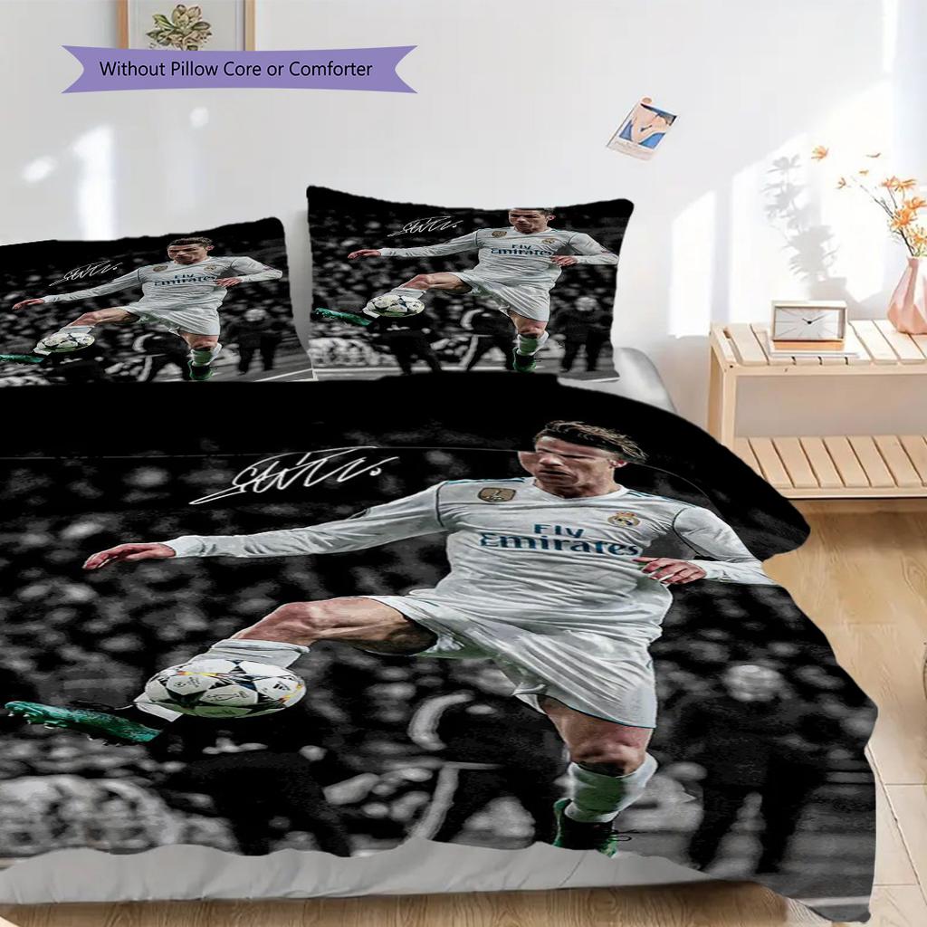 CR7's Legacy Three-piece set (1 * duvet cover + 2 * pillowcase, without core) Soft and comfortable Christmas birthday gift Duvet cover and pillowcase