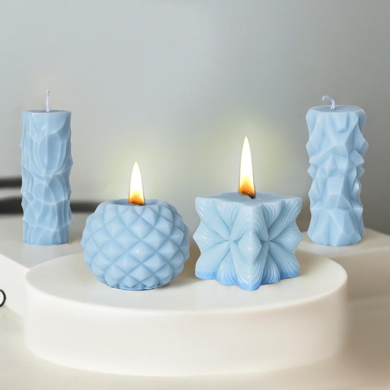 DIY Irregular geometric cylindrical candle silicone mold striped cube candle mould wavy cylindrical spherical Resin molds