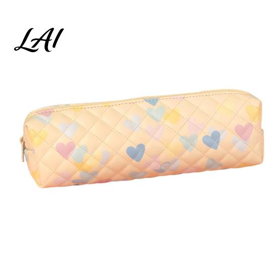 Square Pencil Pouch Heart Print Case Minimalist Pen Pouch Large Trendy Student Case Capacity Stationery Bag for Students School Office Supplies