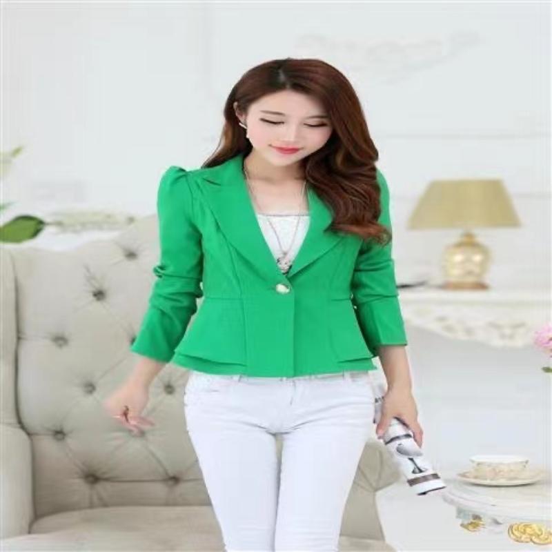 Autumn Women Black Blazer Lotus Leaf Work Wear Female Fashion Suit