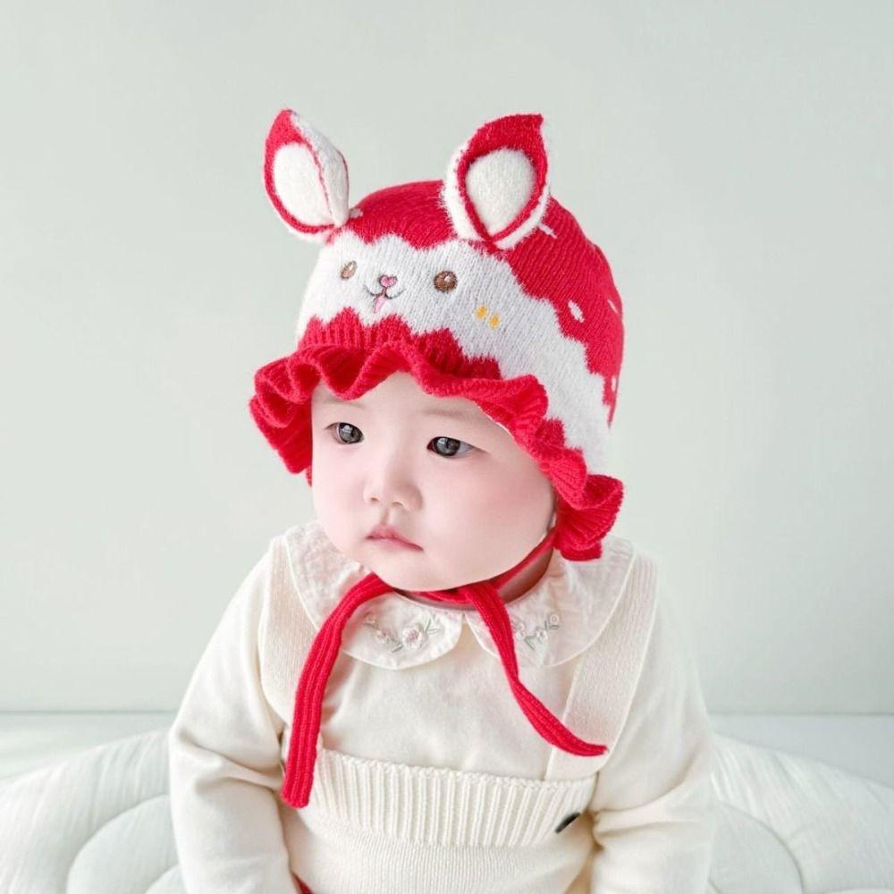 Rabbit Ear Infant Beanie Hats Solid Color Kids Pullover Cap Fashion Baby Knitted Hat Outdoor