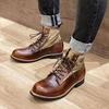 Autumn Winter Retro Military Umbrella Locomotive Short Boots Do Old Ami Khaki Boots with Cotton Botas Moto Buty Motocyk M743