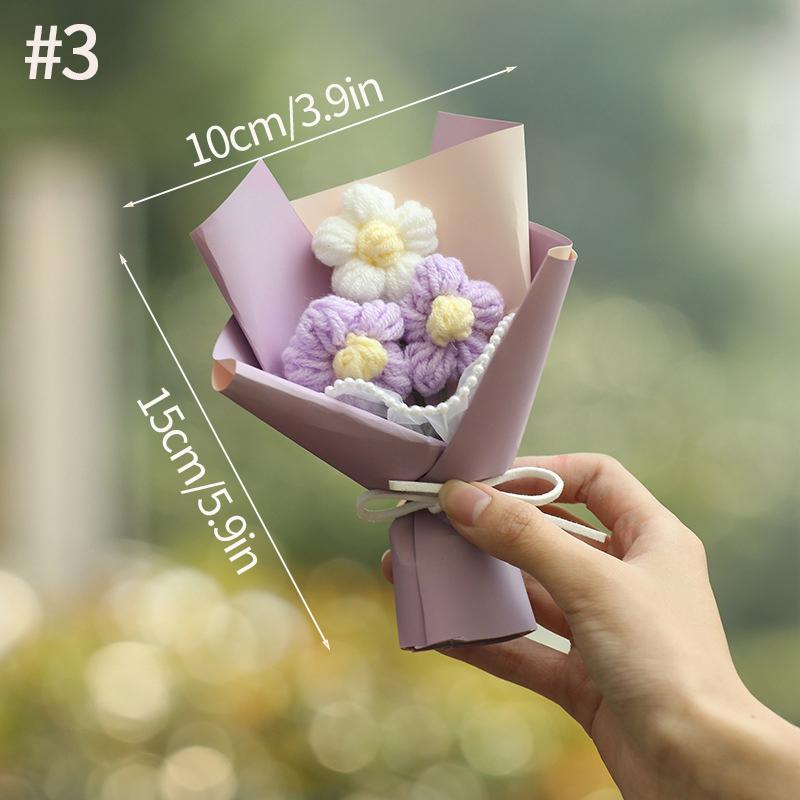 Sunflower Bouquet Gift Handmade Knitted Creative Valentine's Day Gifts For Girl DIY Simulate Bouquet Handmade Knitted Bouquet