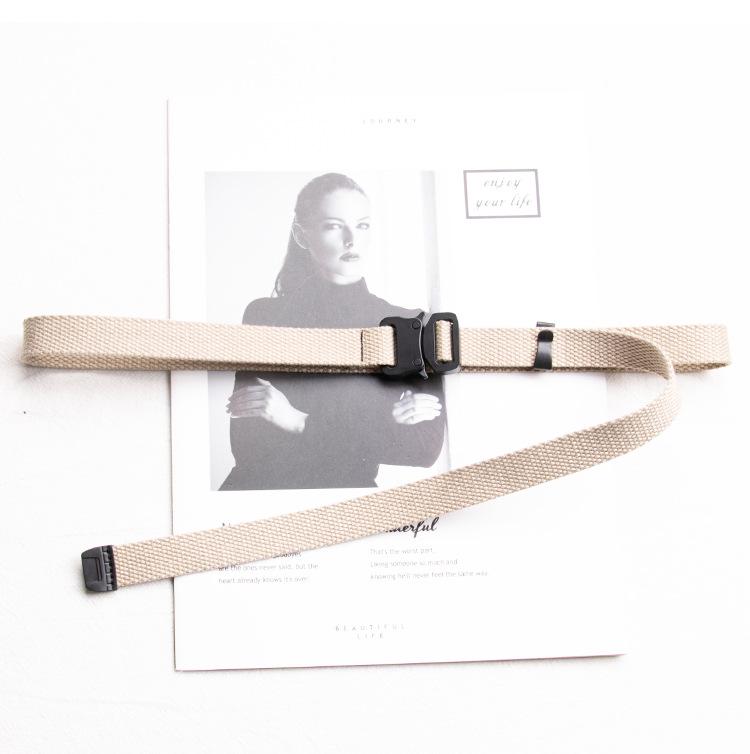 Slim 2cm Cobra Buckle Canvas Belt - Unisex Trendy Decorative Leather Workwear Accessory 110 cm