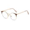 95588 Round Frame Fashionable Anti-Blue Light Unisex Glasses Frame, European And American Metal Spring Foot Flat Glasses